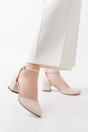 کفش پاشنه بلند کلاسیک بژ زنانه پاشنه ضخیم پاشنه متوسط ( 5 - 9 cm ) چرم مصنوعی کد 807205278