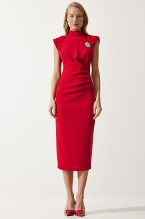 لباس قرمز زنانه بافتنی پلی استر رگولار کد 807235491