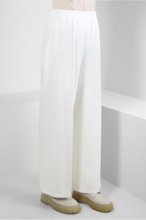 شلوار سفید زنانه بلند فاق نرمال پاچه راحت کد 789736425