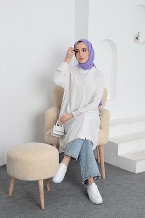 کلاه و ابایا سفید زنانه پنبه ای hacer ayaydın - کد 807313853