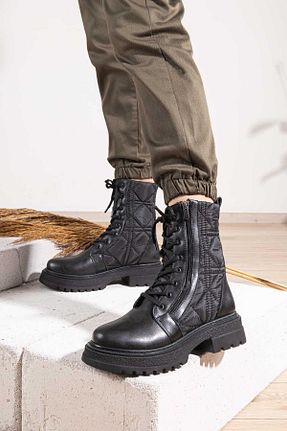 بوت / نیم بوت مشکی زنانه چرم مصنوعی Getcho - کد 759463787