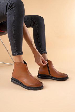 بوت / نیم بوت قهوه ای زنانه چرم خالص Getcho - کد 756448438