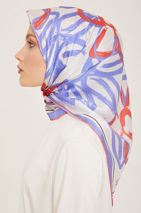 روسری زرشکی کرپ ساتن ابریشم Armine - کد 807560430