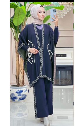 ست بالاتنه و پائین تنه آبی زنانه بافتنی MAY MARA - کد 807775515