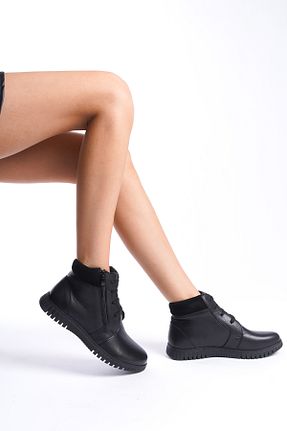 بوت / نیم بوت مشکی زنانه چرم خالص Elile Shoes - کد 807704547