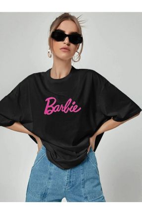 تی شرت مشکی زنانه اورسایز یقه گرد پنبه - پلی استر تکی کد 780127905