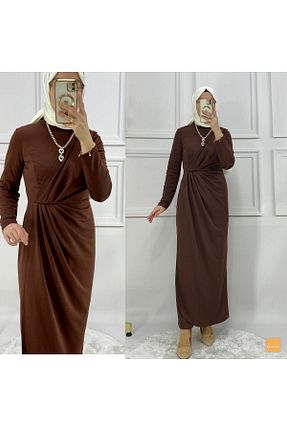 لباس حجاب قهوه ای زنانه رگولار PIRLANTA GİYİM - کد 807994081