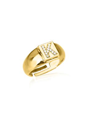 انگشتر نقره طلائی زنانه زیرکن Dkmn Silver - کد 808030048