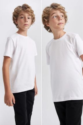 تی شرت سفید بچه گانه یقه گرد پنبه (نخی) رگولار 2
