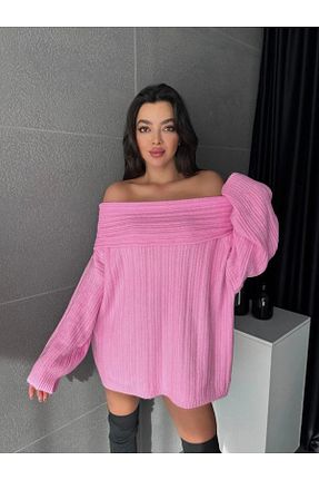 پلیور صورتی زنانه ساده MLS Butik - کد 807314047