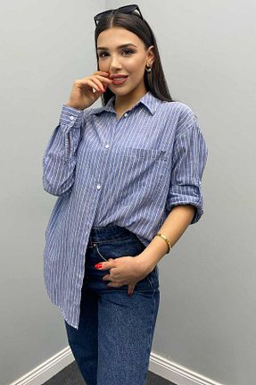 پیراهن آبی زنانه گشاد ZEYWEAR - کد 807744590