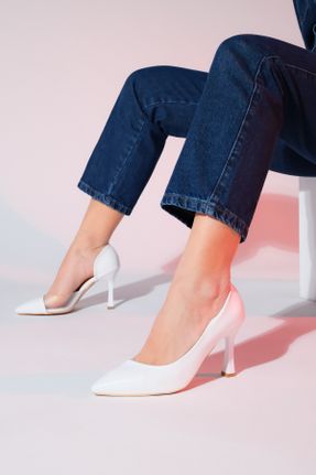 کفش پاشنه بلند کلاسیک سفید زنانه چرم مصنوعی پاشنه نازک پاشنه متوسط ( 5 - 9 cm ) کد 147984417