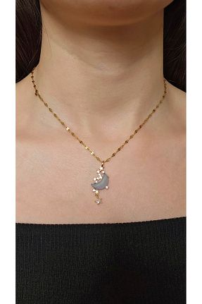گردنبند جواهر طلائی زنانه سنگ طبیعی WISH&MOON - کد 807604715