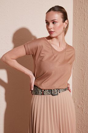 بلوز بژ زنانه ساده Lela - کد 803004921