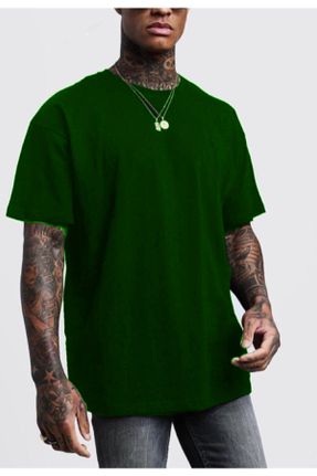 تی شرت سبز مردانه رگولار یقه گرد پنبه (نخی) تکی کد 808024198
