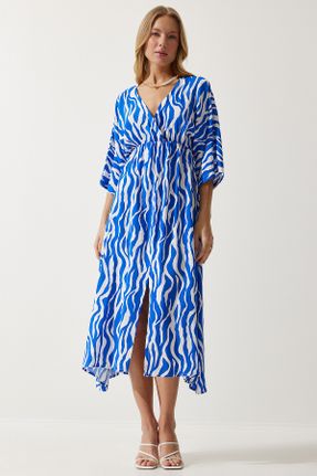 لباس آبی زنانه بافتنی رگولار آستین-بلند کد 807196515