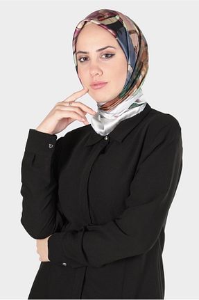 روسری آبی پلی استر 90 x 90 طرح گلدار کد 807517735