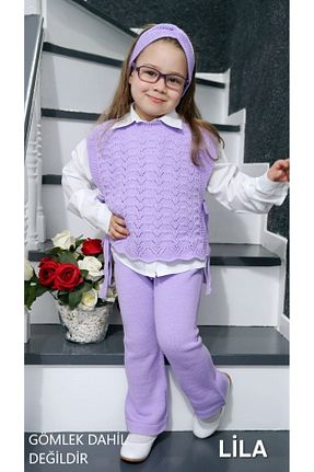 ست بالاتنه و پائین تنه بنفش بچه گانه تریکو Meriç bebe - کد 807718656