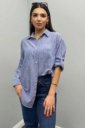 پیراهن آبی زنانه گشاد ZEYWEAR - کد 807744590
