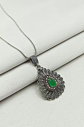گردنبند نقره سبز زنانه 925 عیار Güzel Gümüşçülük - کد 808029269