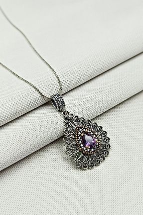 گردنبند نقره بنفش زنانه 925 عیار Güzel Gümüşçülük - کد 807543089