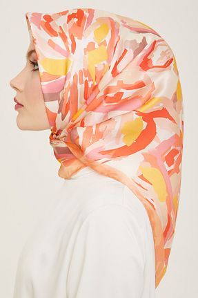 روسری قهوه ای کرپ ساتن ابریشم Armine - کد 807561487