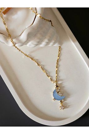 گردنبند جواهر طلائی زنانه سنگ طبیعی WISH&MOON - کد 807604715