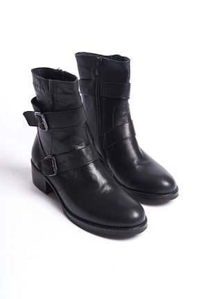 چکمه مشکی زنانه چرم خالص Elile Shoes - کد 807700195