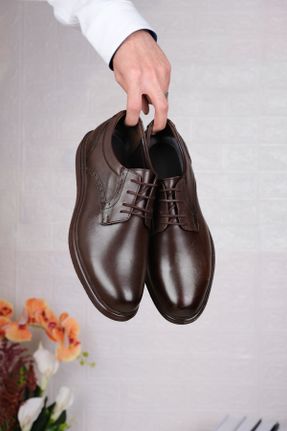 کفش آکسفورد قهوه ای مردانه چرم طبیعی پاشنه کوتاه ( 4 - 1 cm ) کد 807763026