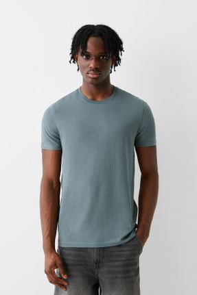 تی شرت سبز مردانه رگولار یقه دگاژه پنبه (نخی) کد 808060136