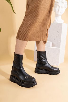 بوت / نیم بوت مشکی زنانه چرم مصنوعی Getcho - کد 769286149