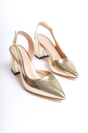 کفش پاشنه بلند کلاسیک طلائی زنانه پاشنه ضخیم PU پاشنه متوسط ( 5 - 9 cm ) کد 808095414