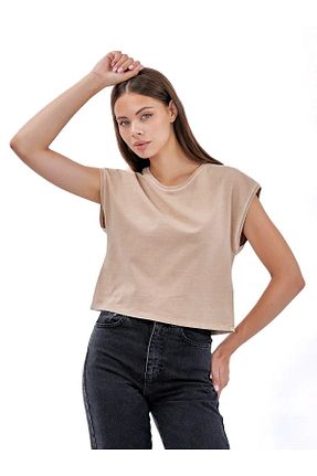 تیشرت بژ زنانه رگولار Fashinyou - کد 808135207