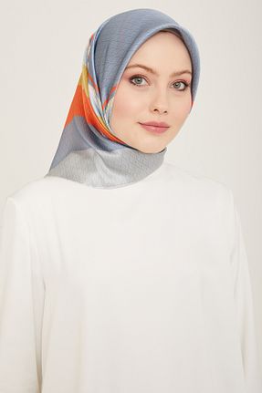 روسری طوسی کرپ ساتن ابریشم Armine - کد 808143783