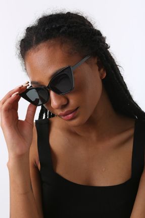 عینک آفتابی مشکی زنانه 51 UV400 مات گربه ای کد 808159329