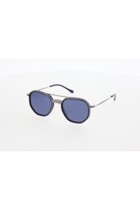 عینک آفتابی آبی مردانه 50 UV400 فلزی هندسی کد 808196358