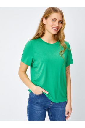 تی شرت سبز زنانه رگولار یقه گرد تکی کد 808278388