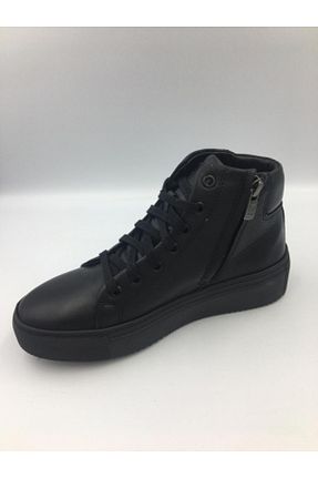 بوت / نیم بوت مشکی زنانه چرم خالص AGUCİNO - کد 808324197
