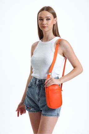 کیف دوشی نارنجی زنانه چرم مصنوعی کد 808596709
