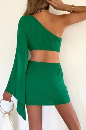 لباس سبز زنانه بافتنی رگولار تک آستین کد 808413583