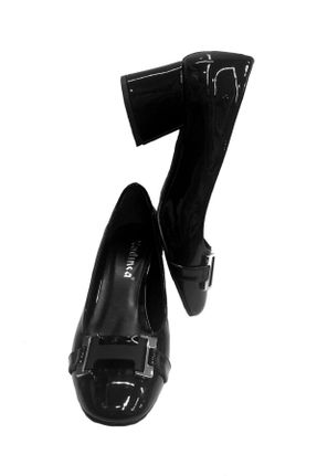 کفش کژوال مشکی زنانه چرم لاکی پاشنه متوسط ( 5 - 9 cm ) پاشنه ضخیم کد 808494917