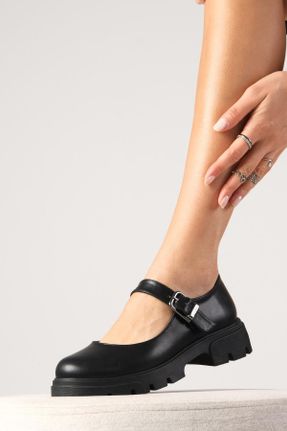 کفش لوفر مشکی زنانه چرم مصنوعی پاشنه کوتاه ( 4 - 1 cm ) کد 770942639