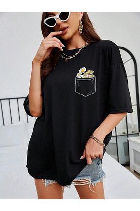 تیشرت مشکی زنانه اورسایز DAXİS Sportwear Company - کد 808730575