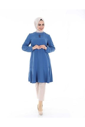 تونیک حجاب سرمه ای زنانه پلی استر Wazze - کد 108396922