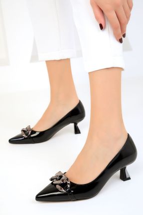 کفش پاشنه بلند کلاسیک مشکی زنانه چرم مصنوعی پاشنه نازک پاشنه متوسط ( 5 - 9 cm ) کد 805020504