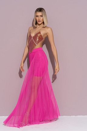 دامن صورتی زنانه پلی استر Kikiriki - کد 808318496