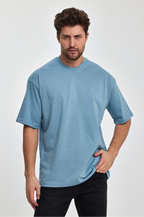 تی شرت آبی مردانه یقه گرد اورسایز تکی بیسیک کد 808184220