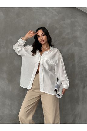 پیراهن سفید زنانه اورسایز Giyimia - کد 808192040