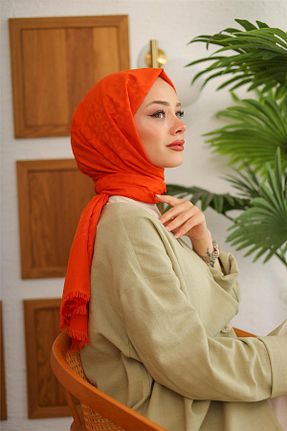 شال نارنجی زنانه پنبه ای İpekel - کد 768729502