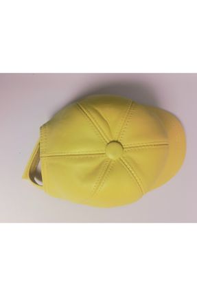 کلاه زرد زنانه چرم مصنوعی کد 808230755